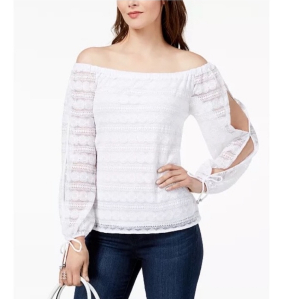 NWT🏷 MICHAEL Michael Kors Off the shoulder Long Sleeve Blouse